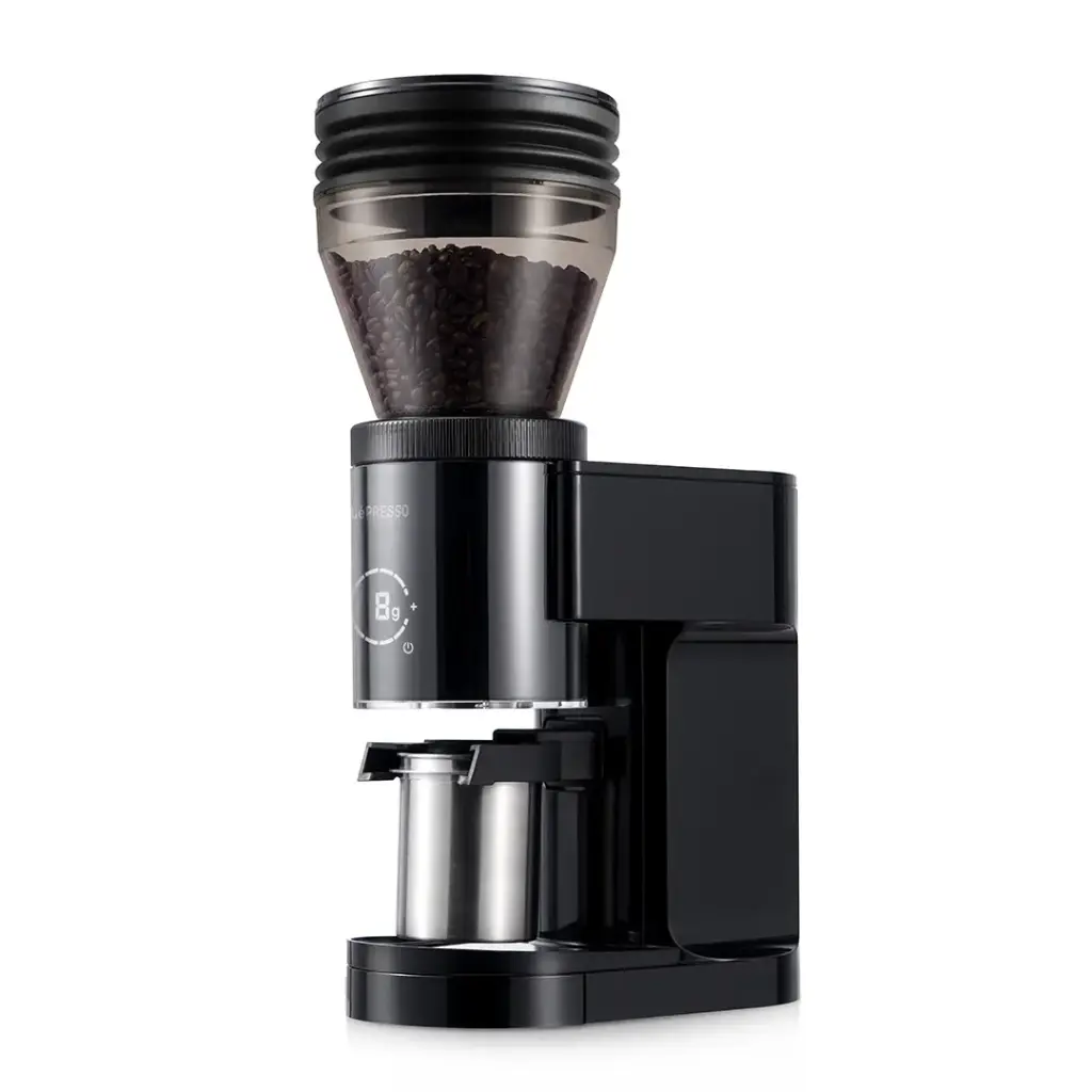 مطحنة LePresso Grindeur المخروطية ذات التحكم الرقمي في الوزن - أسود
